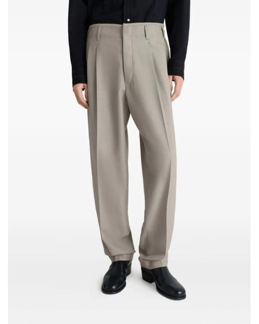 Lemaire Gray Pleated-Front Side-Adjustable Trousers for men