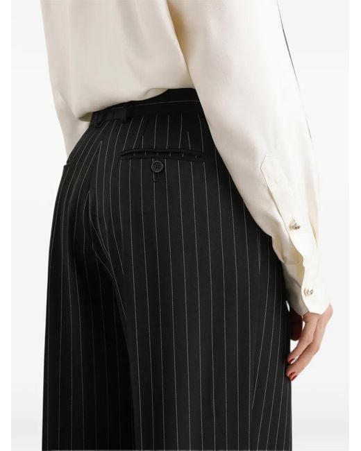Dolce & Gabbana Black Pinstripe Wool Trousers