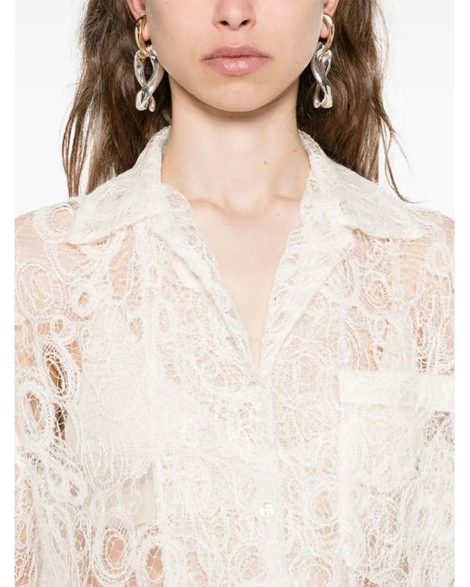 Fabiana Filippi White Lace Scalloped-Hem Shirt