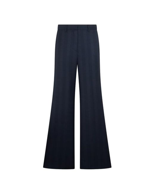Blazé Milano Blue Lundy Check-Pattern Wide-Leg Trousers