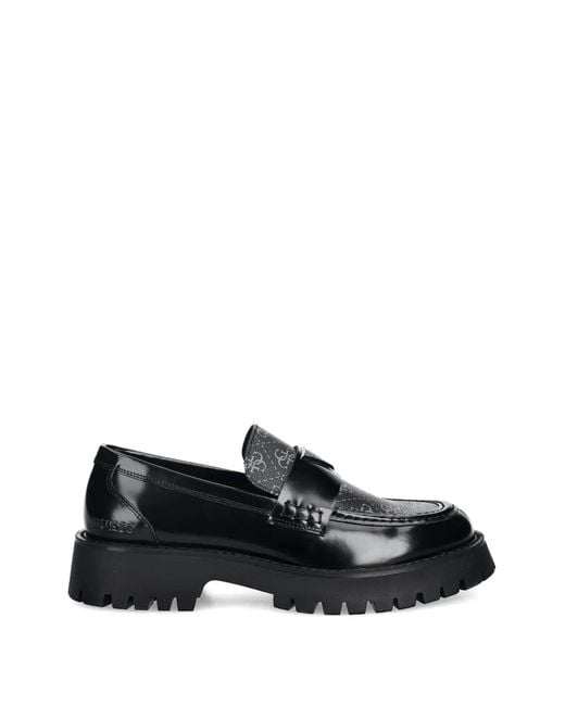 Guess Black Gorizia Leather Loafers for men