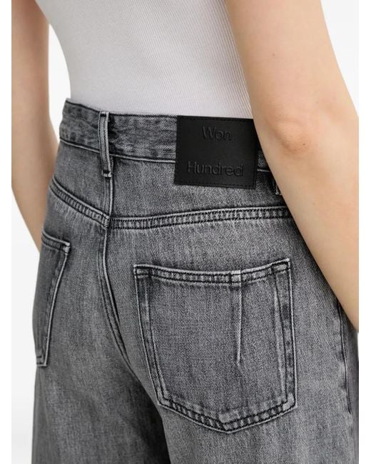 Won Hundred Gray Logo-Patch Denim Jeans