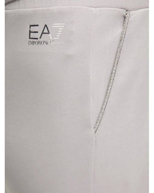 EA7 White Logo-Detail Track Pants
