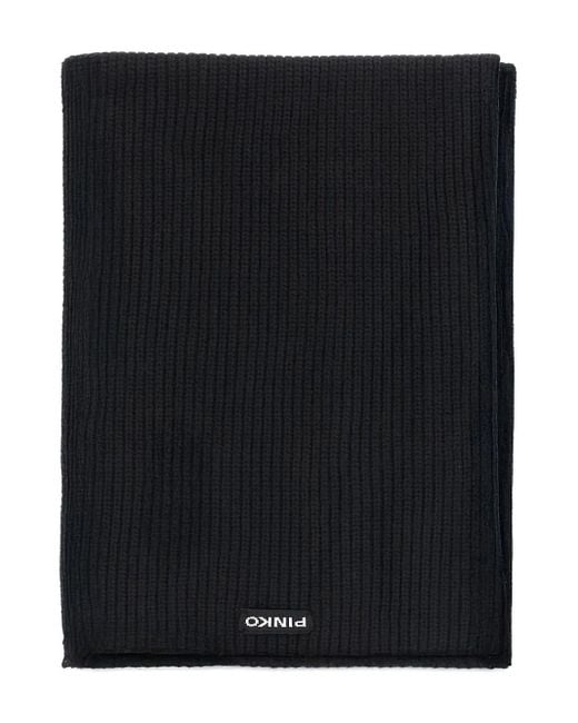 Sciarpa A Coste Con Logo di Pinko in Black