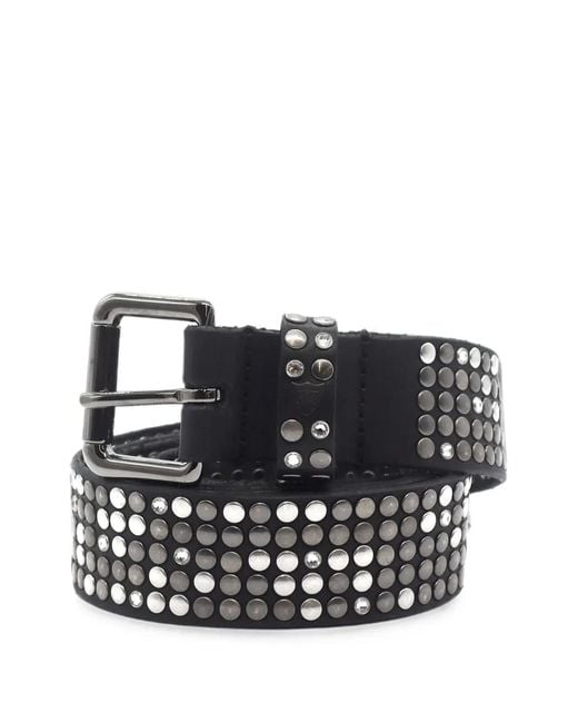 HTC Black Stud-Embellished Crystal-Embellished Belt for men