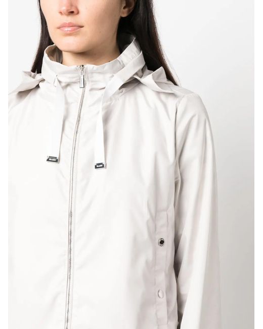 Moorer White Layered-Effect Hooded Jacket