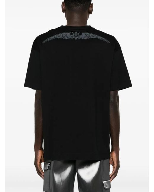 Givenchy Black Logo-Embroidered Wings-Print T-Shirt for men