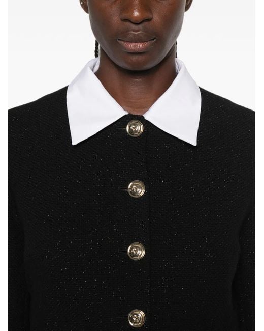 Maje Black Veste Crop À Boutonnière