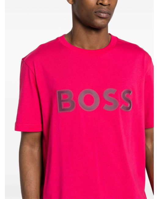 Camiseta con logo Boss de hombre de color Pink