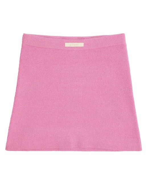 Apparis Pink Logo-patch Knit Mini Skirt