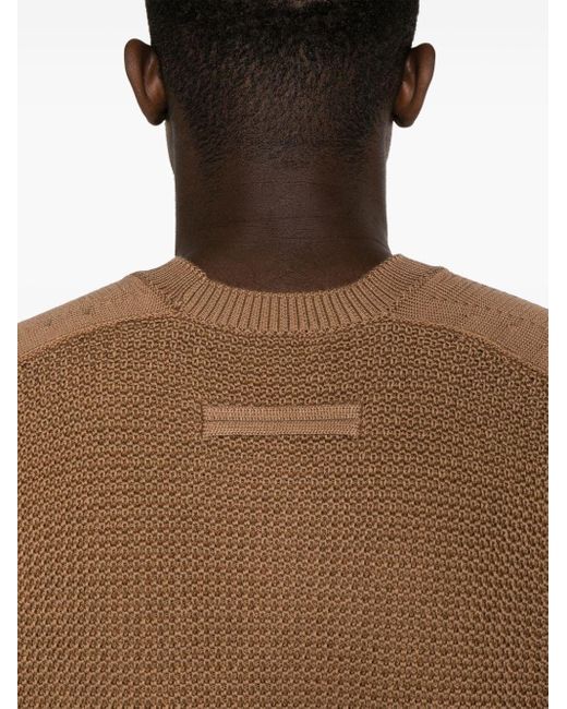 Zegna Brown Honeycomb-knit Cotton-blend Jumper for men