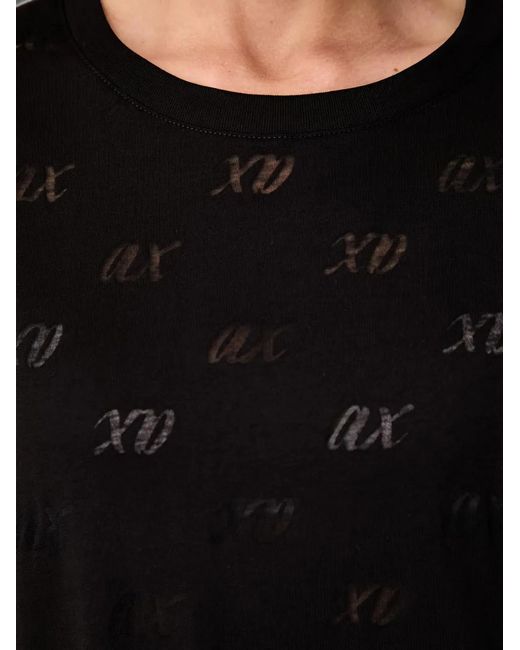 ARMANI EXCHANGE Black Devoré-Effect T-Shirt