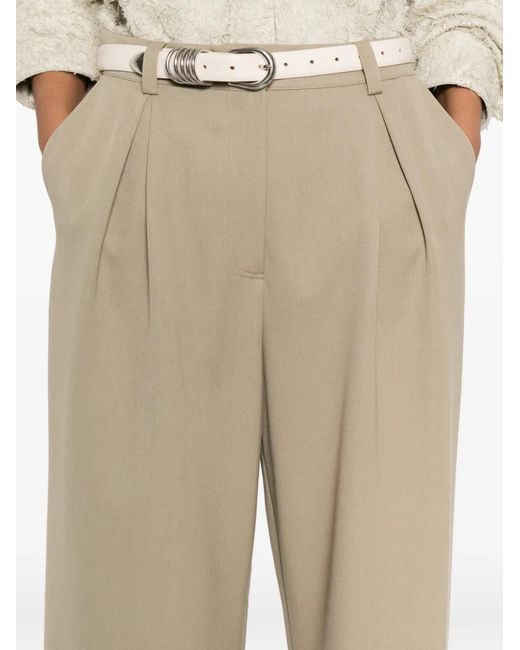 Patrizia Pepe Natural Pleated Wide-Leg Trousers