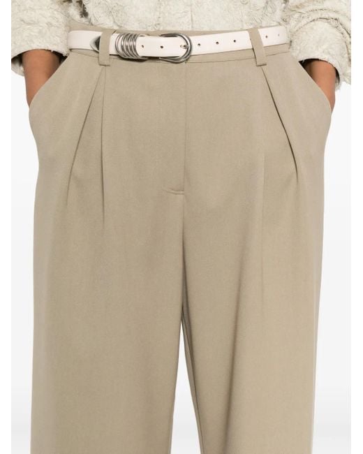 Patrizia Pepe Natural Pleated Wide-Leg Trousers