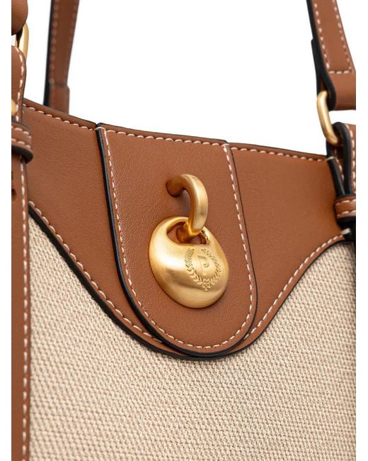 Pollini Natural Logo-Plaque Canvas Tote Bag