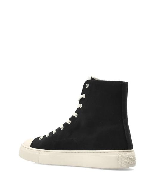Vivienne Westwood Black Plimsoll Embroidered High-Top Sneakers for men
