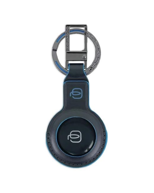 Piquadro Blue Connequ 4.0 Leather Smart Tag Keychain