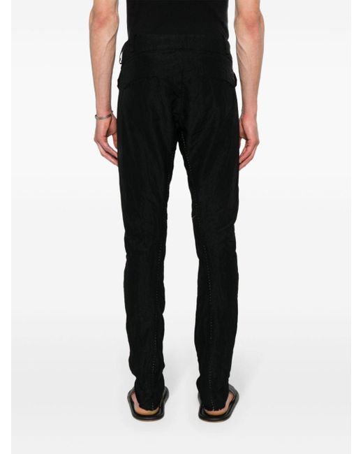 Masnada Black Contrast-stitching Tapered Trousers for men