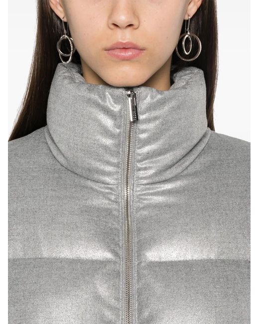 Peserico Gray Lamé-Effect Down Puffer Jacket