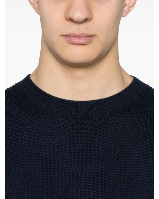 Canali Gerippter Strickpullover in Blue für Herren
