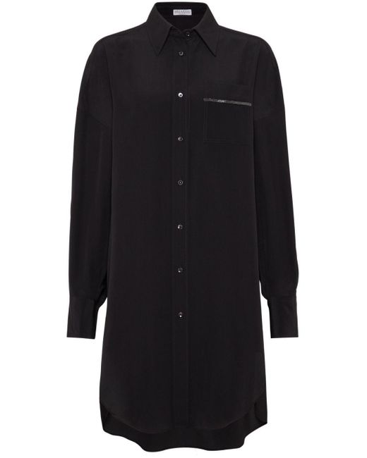 Brunello Cucinelli Black Verziertes Hemd