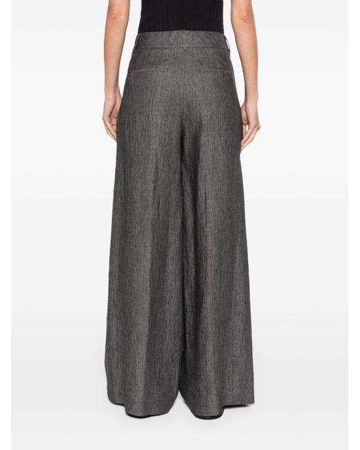 Peserico Gray Pleat-detail Palazzo Trousers