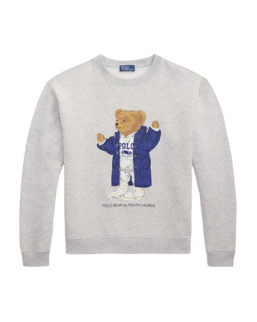 Polo Ralph Lauren White Polo Bear Crew-Neck Sweatshirt