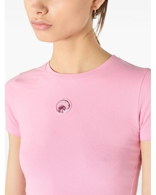 MARINE SERRE Pink Pearl Logo Baby Fit T-Shirt