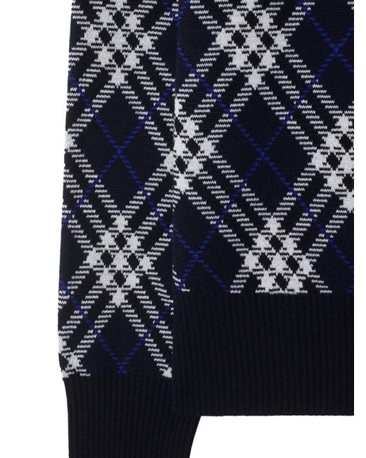 Burberry Blue Checked Sweater for men
