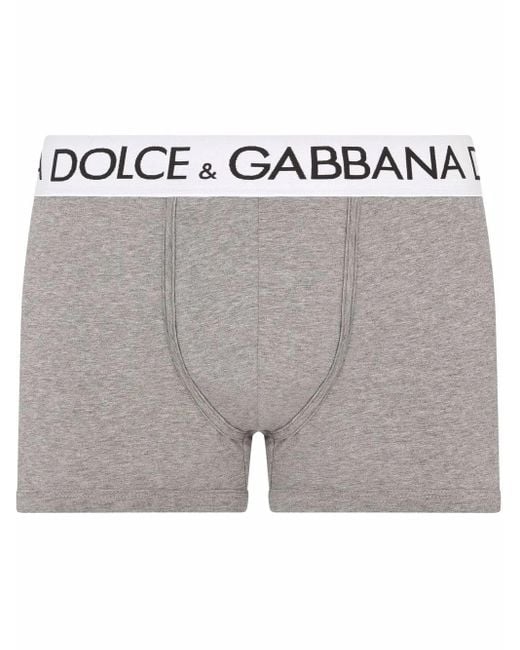 Dolce & Gabbana Gray Logo-Waistband Boxer Briefs for men