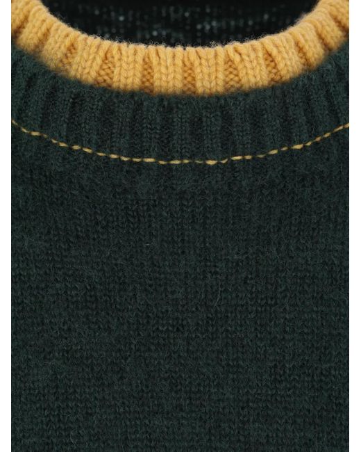 Sacai Green Contrasting-Trim Sweater for men
