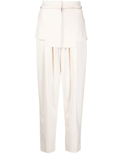 ANDREADAMO White Layered-Detail High-Waist Trousers