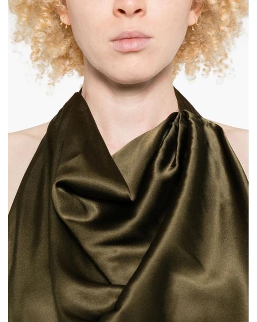 Cult Gaia Green Adienne Draped Halterneck Top