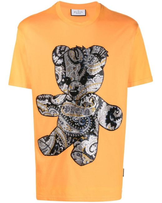 Philipp Plein Gray Teddy Bear-print T-shirt for men