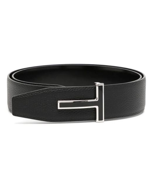 Tom Ford Adjustable T Logo Belt Black/silver for men
