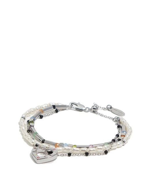 Bimba Y Lola White Heart Charm Beaded Bracelet