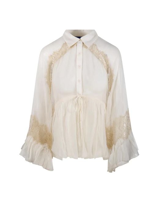 Mes Demoiselles White Deccala Lace Ruffled Blouse