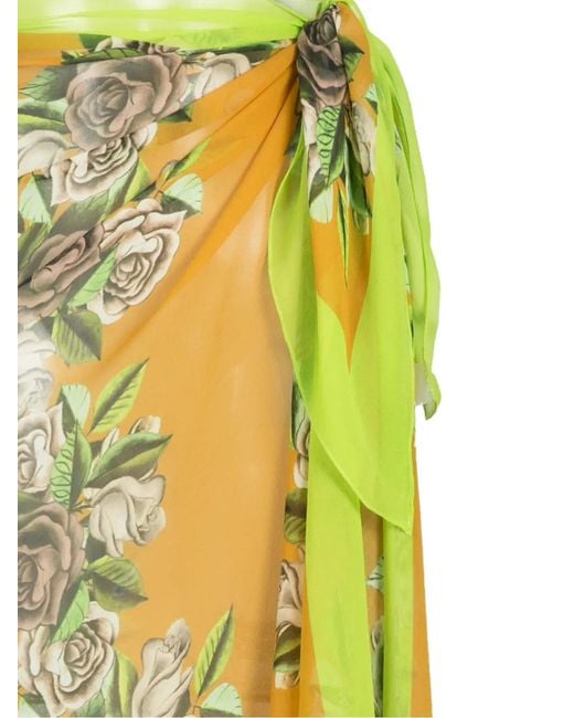 Amir Slama Yellow Sarong En Soie À Fleurs