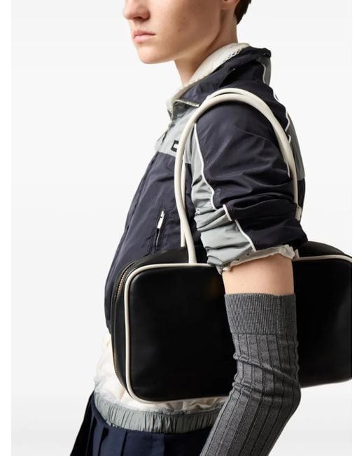 Miu Miu Black Technical Silk Zipper Blouson Jacket
