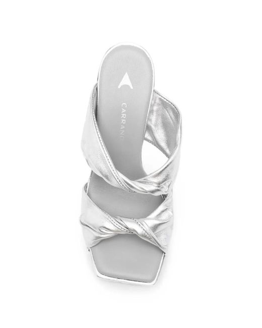 Carrano White Twisted-Strap Square-Toe Sandals