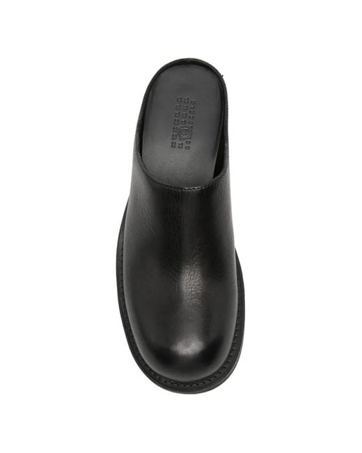 MM6 by Maison Margiela Black Biker Leather Mules for men