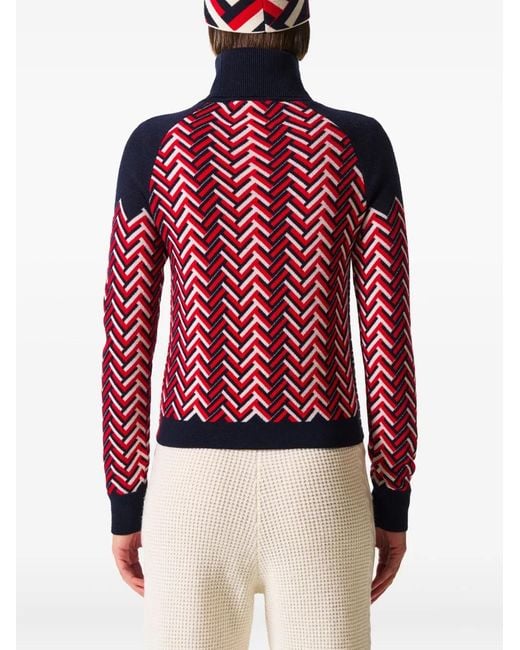 Perfect Moment Red Chevron-Pattern Sweatshirt