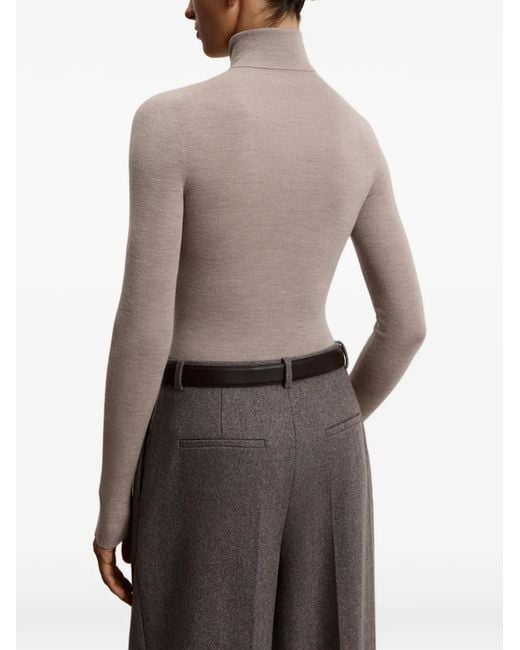 12 STOREEZ Gray Ribbed Merino-Wool Sweater