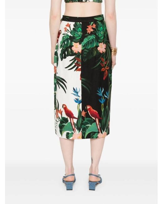 Jupe Mi-Longue Midnight Macaw Fiesta Farm Rio en coloris Green