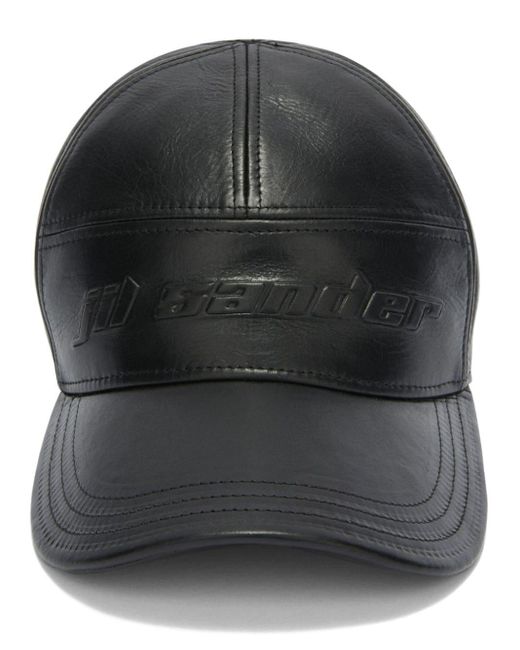 Jil Sander Black Logo-embossed Leather Cap for men