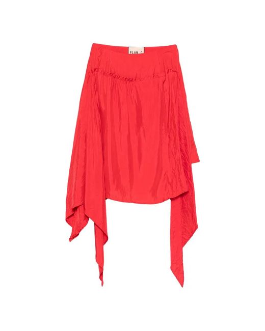 Plan C Red Tie Detail Skirt