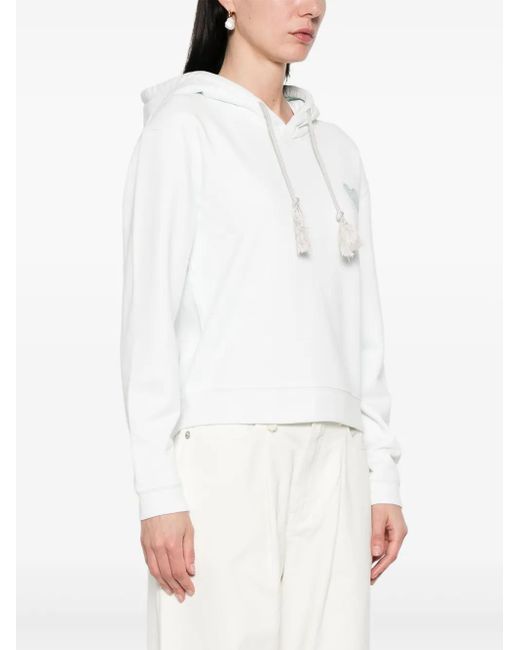 Forte_forte White Logo-Patch Hoodie