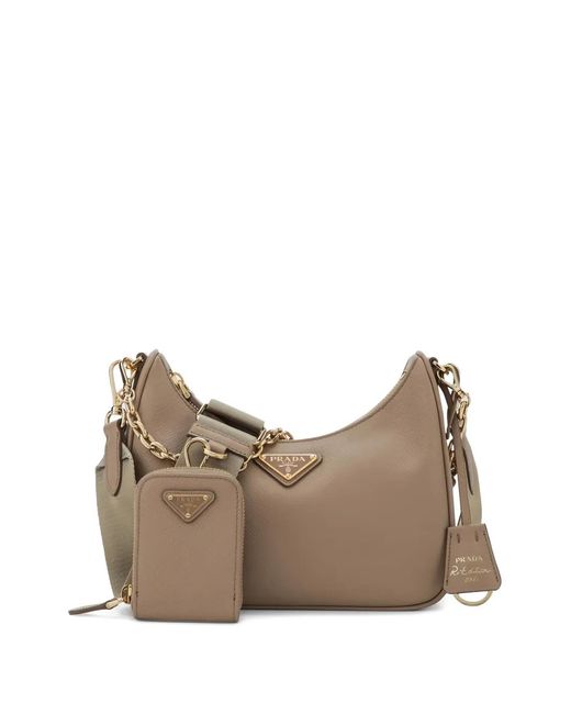 Bandolera Triangular Con Cadena Prada de color Marrón | Lyst