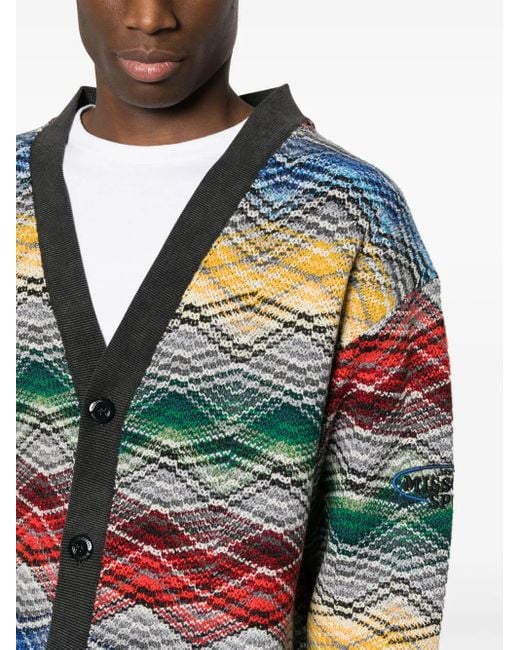 Missoni Gray Zigzag V-Neck Cardigan for men