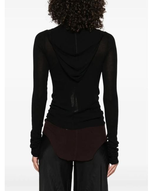 T-Shirt Davy A Maniche Lunghe A Coste di Rick Owens in Black